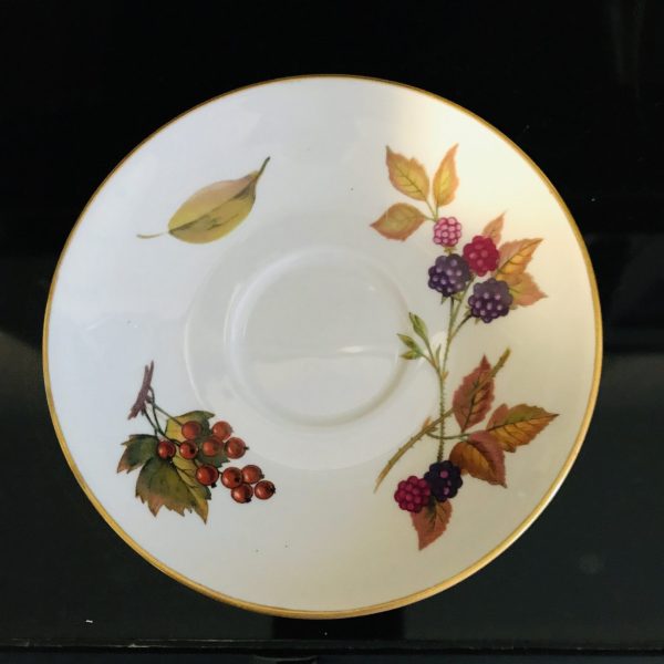 Vintage Royal Worcester Tea Cup and Saucer Fruit Pattern Fine porcelain England Berries and Leaves Collectible Display Farmhouse Cottage