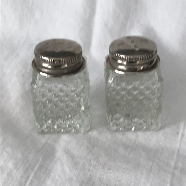 Vintage Salt & Pepper Shakers square individual Retro Kitchen collectible display chrome lids farmhouse table top stove top patio
