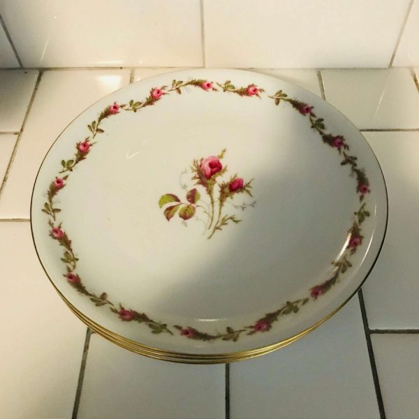 Vintage Set of 4 Eschenbach luncheon plates moss rose pattern Bavaria Germany