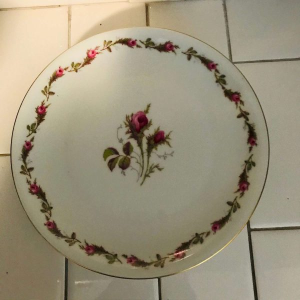 Vintage Set of 4 Eschenbach luncheon plates moss rose pattern Bavaria Germany