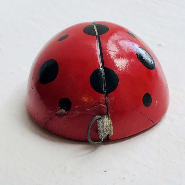 Vintage Sewing Notions 1940 Figural Lady Bug tape measure chalkware Japan collectible farmhouse display movie prop