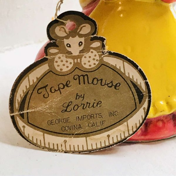 Vintage Sewing Notions 1940 Figural Mouse tape measure New Old stock with original label & tag collectible farmhouse display movie prop