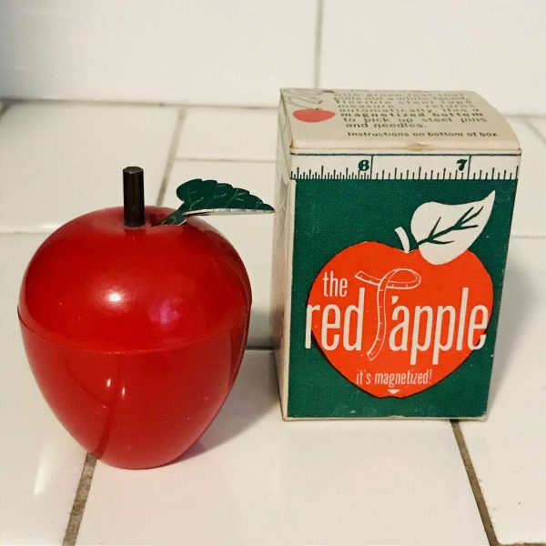 Vintage Sewing Notions 1950's Excellent Apple tape measure New in Box collectible sewing farmhouse display movie prop unique