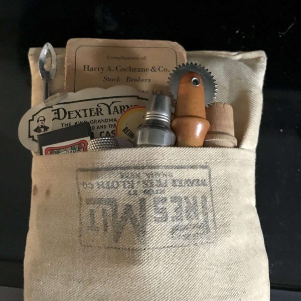 Vintage Sewing Notions display Lot 4  Sewing Machines advertising collectible farmhouse display thread wooden spools buttons sewing kit box