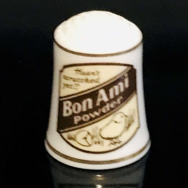 Vintage Sewing Notions Thimble Advertising Bon Ami Powder with chicks Advertising England fine bone china collectible farmhouse display gift