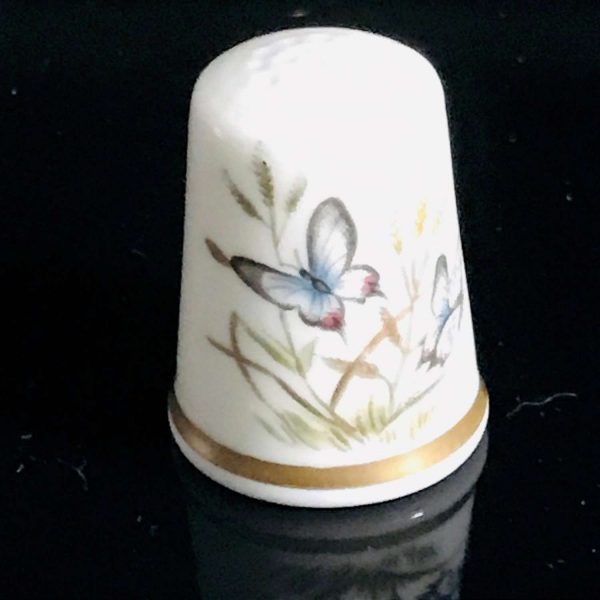 Vintage Sewing Notions Thimble Butterflies Royal Worcester England fine bone china collectible farmhouse display gift