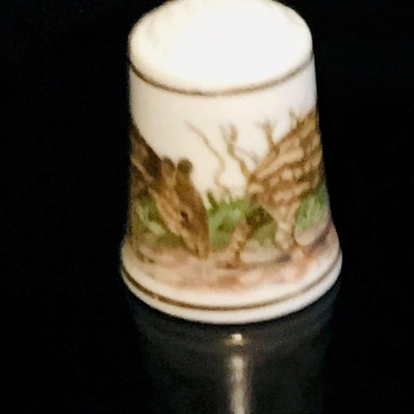Vintage Sewing Notions Thimble FP 1981 Paca animals each side England fine bone china collectible farmhouse display gift