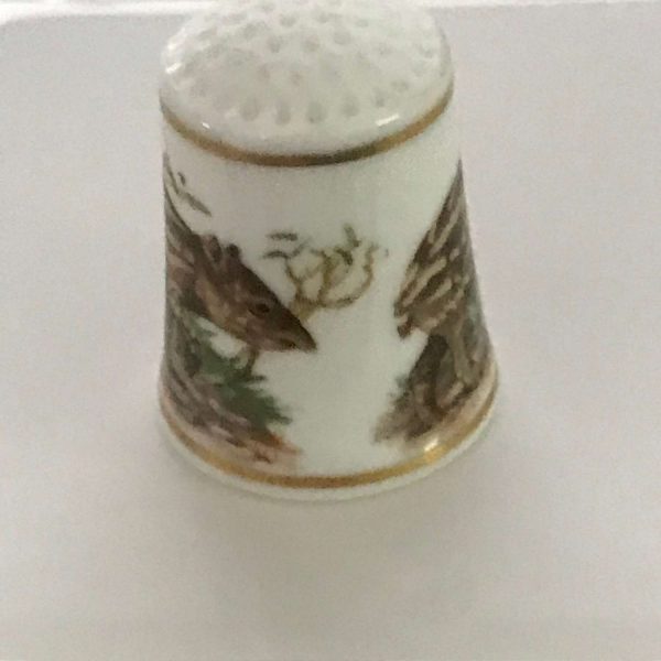 Vintage Sewing Notions Thimble FP 1981 Paca animals each side England fine bone china collectible farmhouse display gift