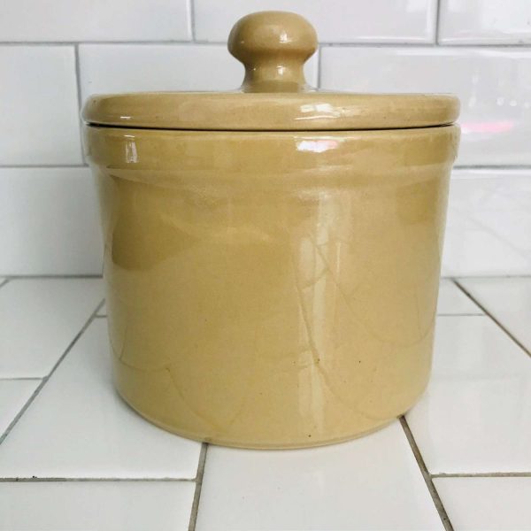Vintage Sour Kraut Crock with Lid Pottery farmhouse display counter top cabin lodge storage retro antique kitchen