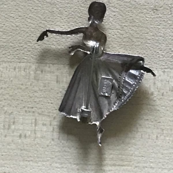 Vintage Sterling Silver Ballerina brooch dancer art deco pin dance teacher gift collectible sterling silver jewelry by Lang 5.5 grams