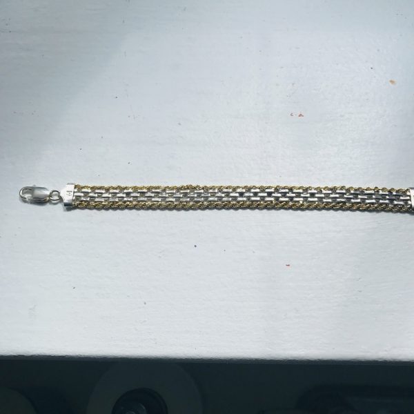 Vintage Sterling silver bracelet 18.5 grams silver links with gold washed sterling cable sides