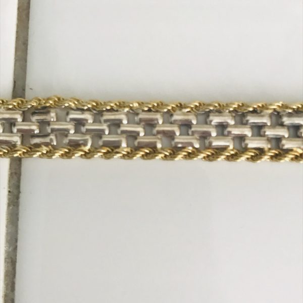 Vintage Sterling silver bracelet 18.5 grams silver links with gold washed sterling cable sides