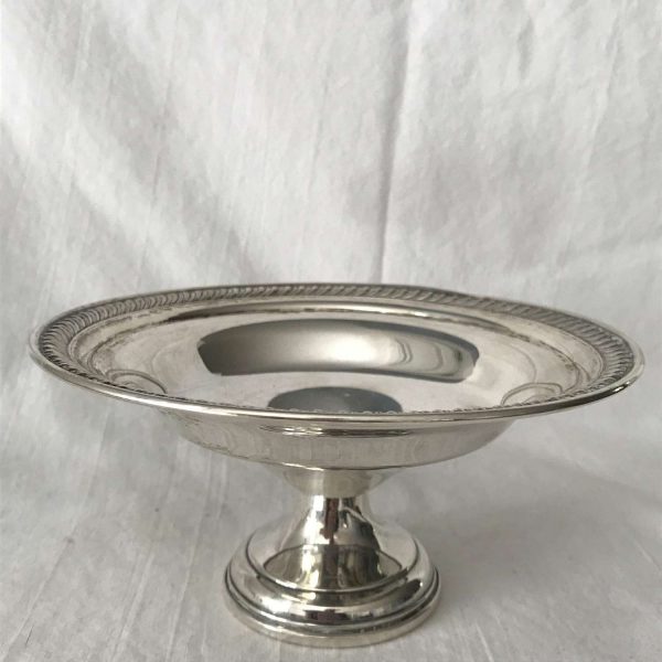 Vintage Sterling Silver Compote rope pattern rim collectible display fine dining elegant home decor bridal wedding