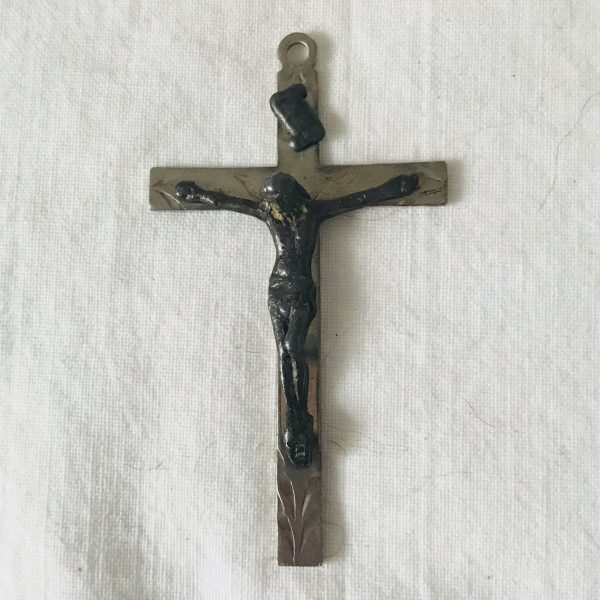 Vintage Sterling Silver Crucifix with raised Jesus marked sterling religious spirituality christian catholic church