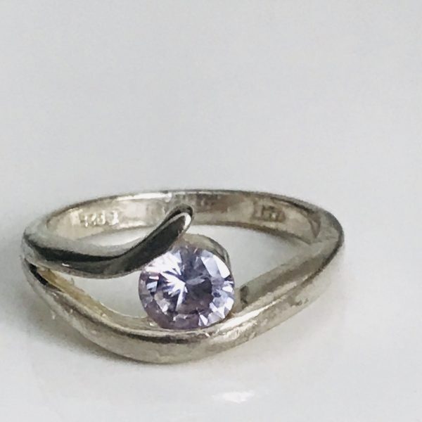 Vintage Sterling Silver Estate Ring Faceted Amethyst wrapped band collectible .925 Jewelry size 7 1/2