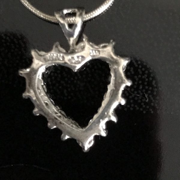 Vintage Sterling Silver Heart Pendant necklace with sterling 18" snake chain