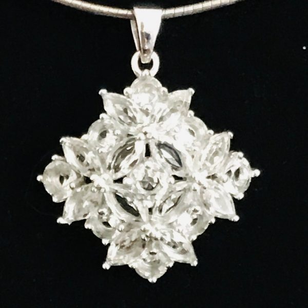 Vintage Sterling Silver Pendant drop with Crystals very clear 4 grams Collectible jewelry vintage sterling silver .925