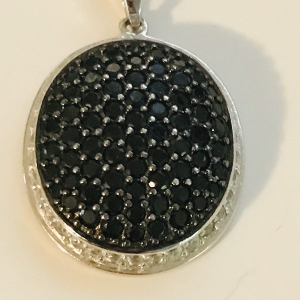 Vintage Sterling Silver Prong set marcasite Pendant on sterling silver ball chain 18" long