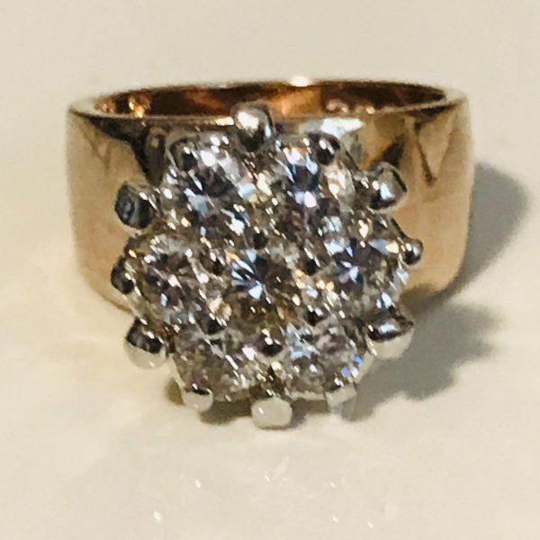 Vintage Sterling Silver Ring gold washed band with CZ's set in Sterling size 5 Evening special event collectible .925 Jewelry