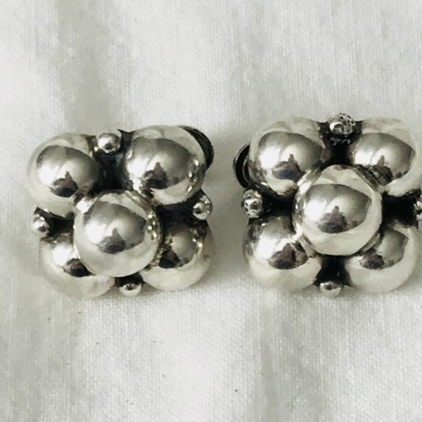 Vintage Sterling Silver Square Ball Earrings Screw Backs 10 grams Sterling Collectible jewelry vintage sterling silver signed