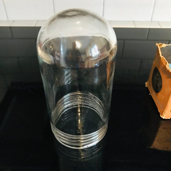 Vintage Stonco Outdoor Light fixture cover threaded top clear glass bullet shape Industrial Loft Mod Atomic Retro Lamp shade