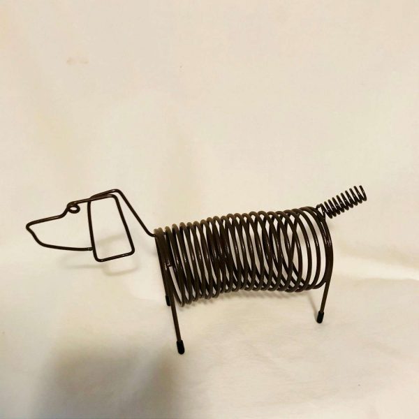 Vintage Stretchy Dachshund Dog Letter Holder Large spring like body with spring tail cards letters mail collectible mid century retro atomic