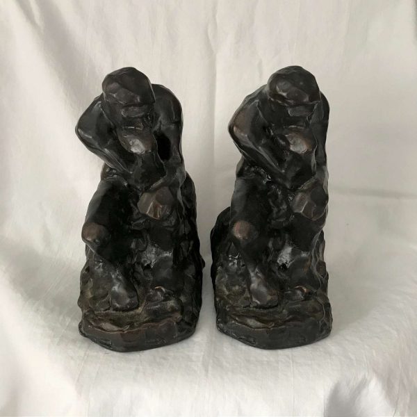 Vintage The Thinker Bookends Barne's & Noble 1994 Heavy Collectibe display cmposite