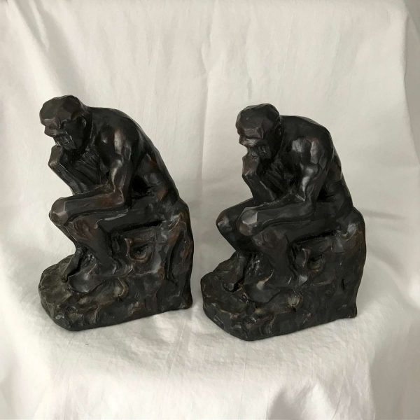 Vintage The Thinker Bookends Barne's & Noble 1994 Heavy Collectibe display cmposite