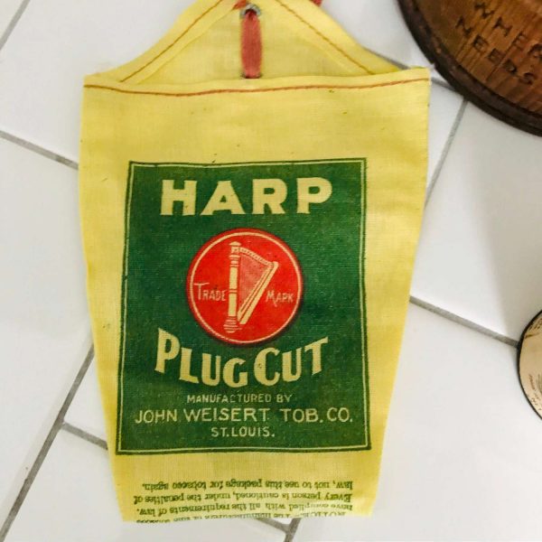 Vintage Tobacco lot Briggs barrel Snuff can with label Harp Pre cut tobacco pouch new old stock collectible display farmhouse
