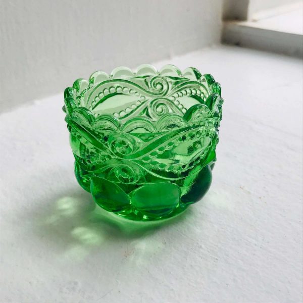 Vintage toothpick holder depression glass green farmhouse kitchen dining collectible display