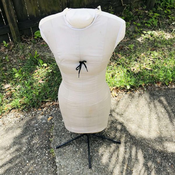 Vintage Torso Display Dressmakers Body Mannequin Antique Foam slip covered body with zipper sewing clothing display on metal stand size 12