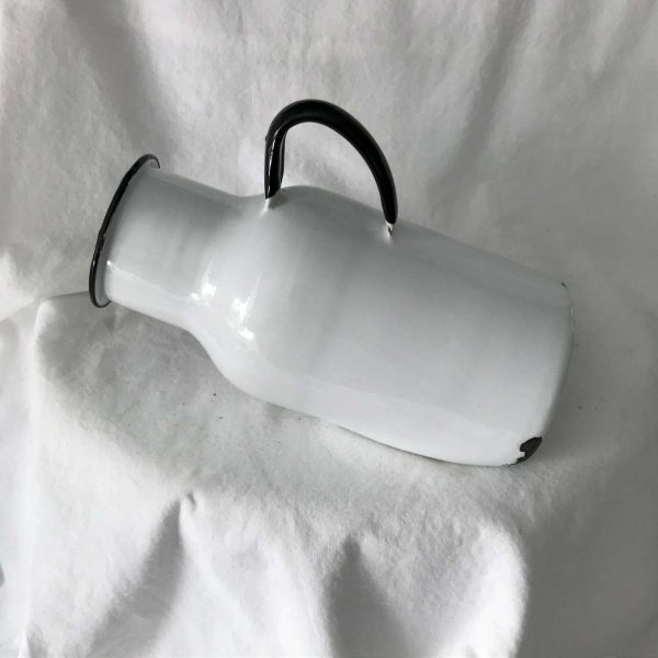 Vintage urinal Hospital Medical Enamel bedpan bed pan collectible pharmacy doctor's office display farmhouse storage white with black