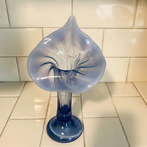 Vintage Vase Jack in the Pulpit blue and cobalt bud vase beautiful shape coloring design opalescent top collectible display