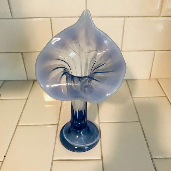 Vintage Vase Jack in the Pulpit blue and cobalt bud vase beautiful shape coloring design opalescent top collectible display
