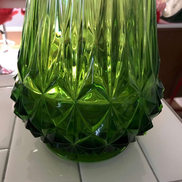 Vintage Vase Mid Century Modern green Glass mid mod retro collectible atomic display 22 1/2" tall