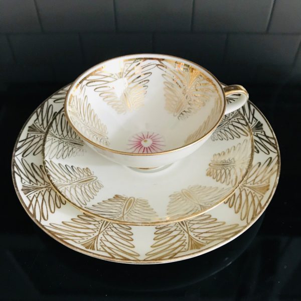 Vintage W Bavaria Tea cup and saucer TRIO Modern Atomic Fine bone china gold trim farmhouse collectible display dining serving