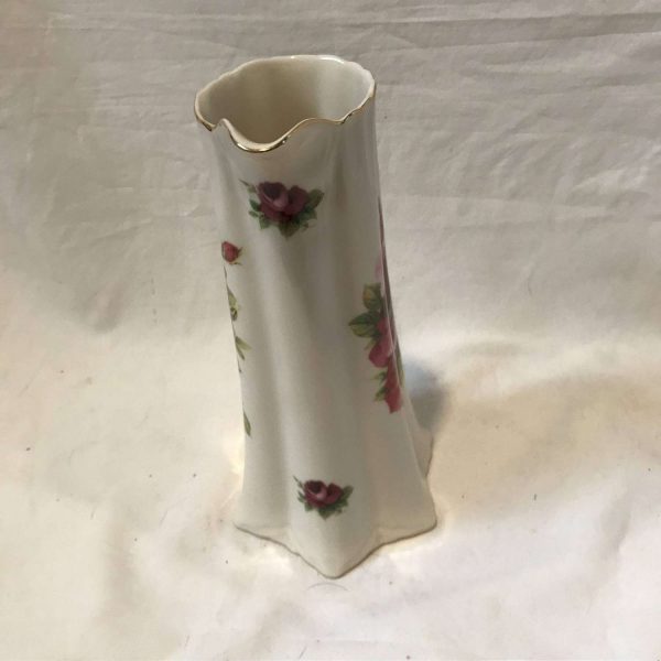 Vintage Water Pot Chocolate Pot Fine Bone china Signed Roses with Gold trim Beautiful shape transfer ware
