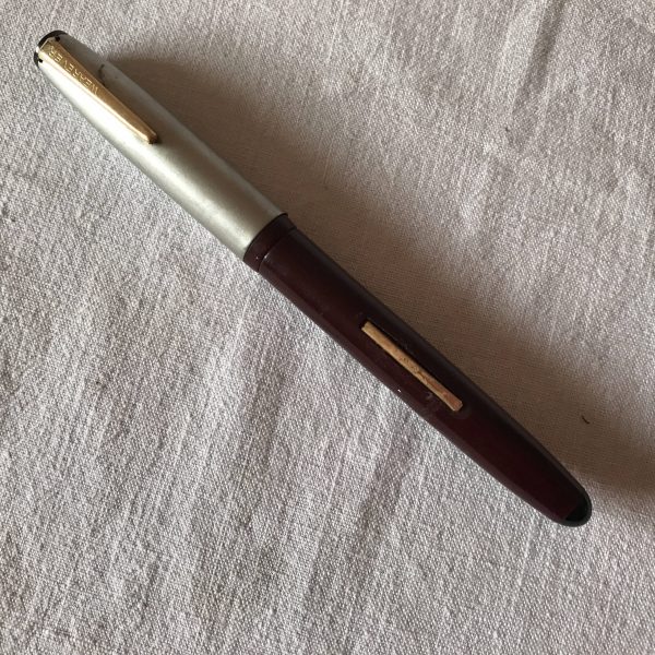 Vintage Wearever burgundy and silver Fountain Pen