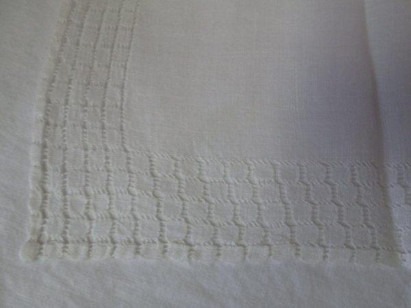 Vintage White Cotton handkerchief hankie art deco pattern squares