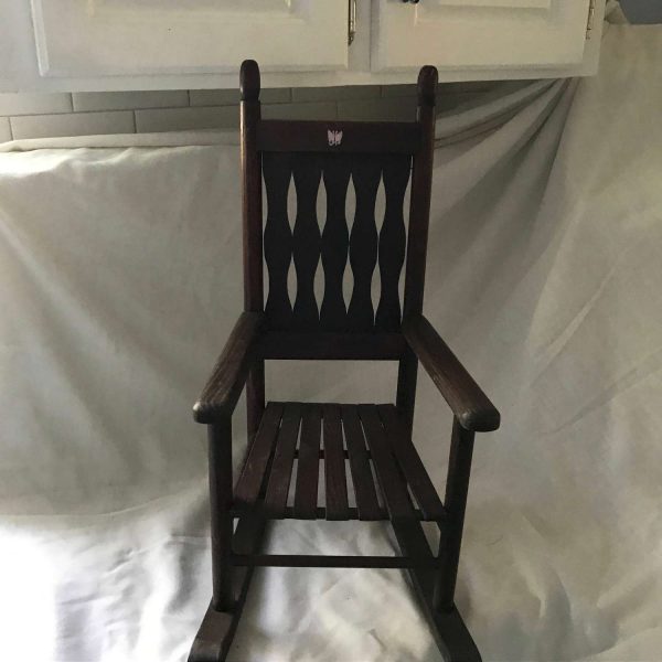 Vintage Wooden Rocking Chair Doll Bear Chair collectible display farmhouse pretend play furniture small Child size chair