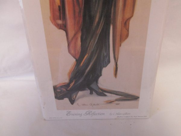 Vintage Yard long lithograph Flapper Evening Reflection Gallery Graphics USA Litho New Old Stock in cellophane
