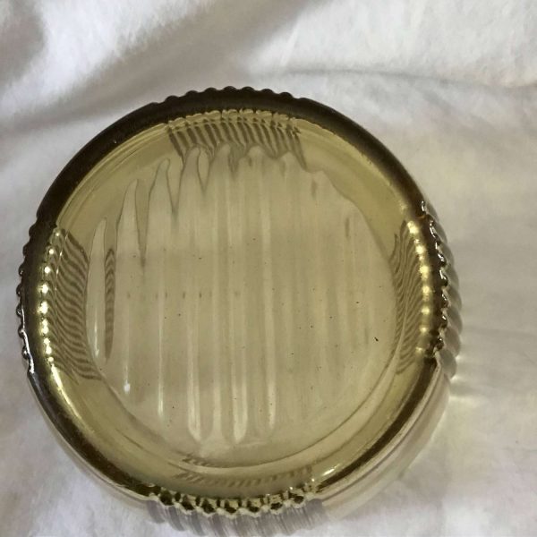 Vintage Yellow depression glass bowl ribbed pattern serving dining dish relish pickles olives kitchen celery cottage cabin farmhouse