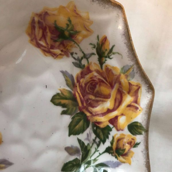 Vintage Yellow Rose pin trinket ring dish fine bone china England Royal Standard Romany Rose collectible farmhouse cottage shabby chic