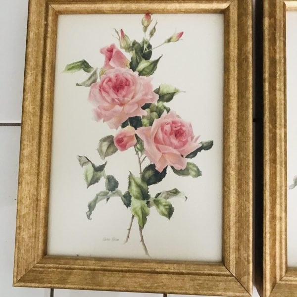 Watercolor painting British Comlumbia Canada signed Caren Heine registered artist gold wooden frame professionally framed PAIR Estate find