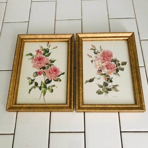 Watercolor painting British Comlumbia Canada signed Caren Heine registered artist gold wooden frame professionally framed PAIR Estate find