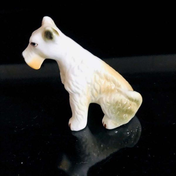Wire hair Fox Terrier Dog Figurine gloss finish fine bone china Japan 3 1/4" tall collectible display farmhouse cottage bedroom