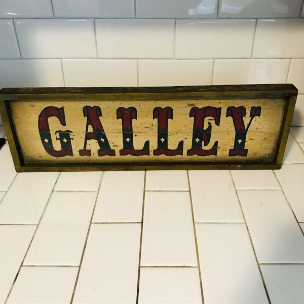 Wooden Galley sign USA 1970's wall hanging sign Stars and stripes hand crafted wall decor