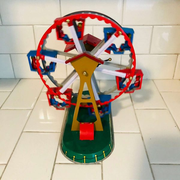 Working Tin Litho Ferris wheel wind up with key collectible toy man cave toy room child's room display tin litho