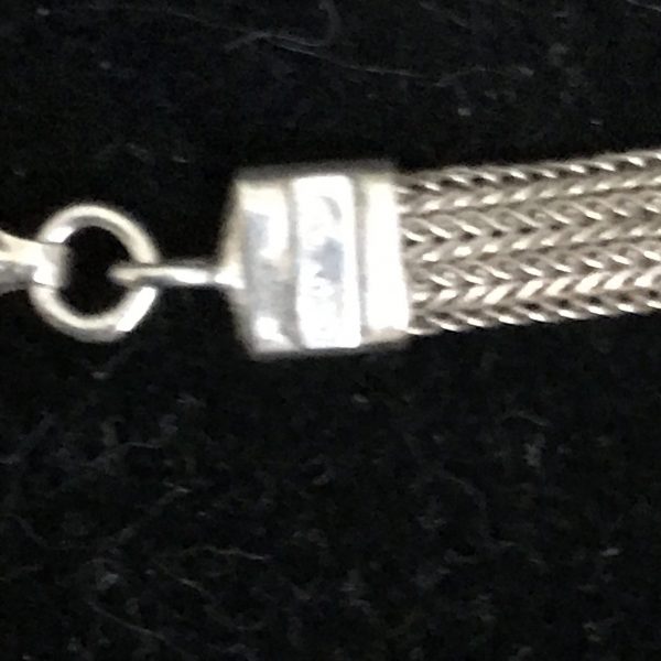 woven rope chain 3 square clips around it lobster claw closure 12 grams .925 16" long