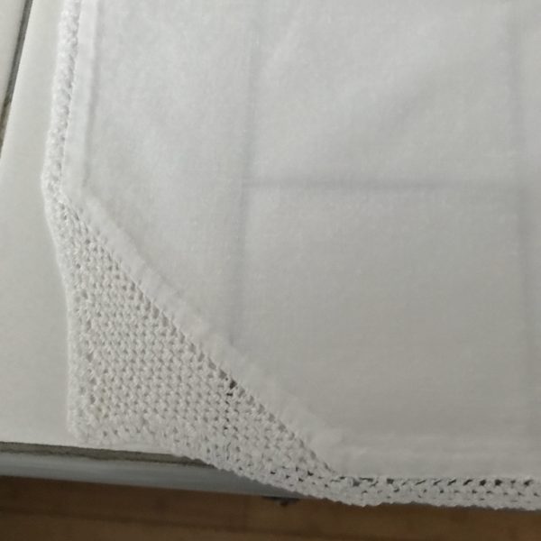 Tablecloth Vintage Retro Cotton Kitchen card table 100% cotton with crochet trim dining serving collectible 28" x 32"